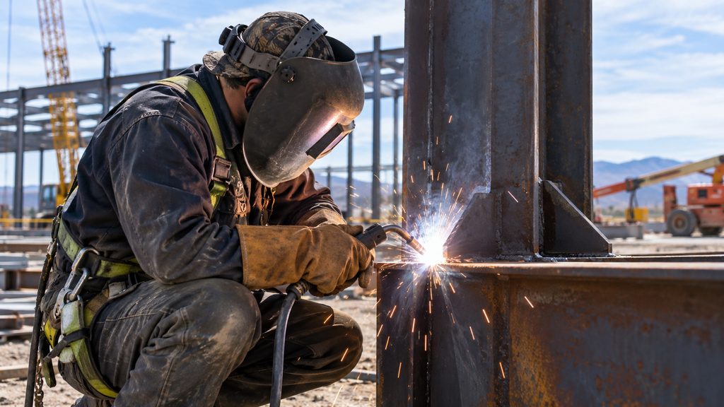 Field welding structural steel in San Francisco by Topline Welding Services Inc.